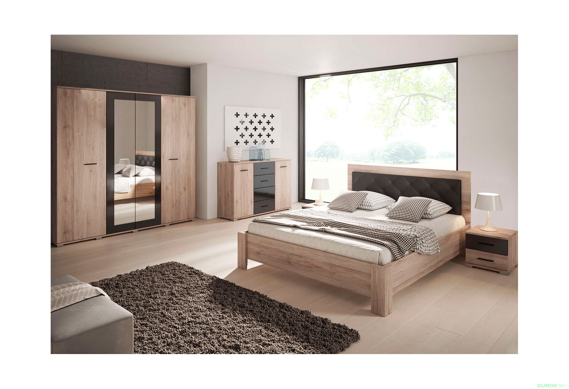 Fotografie 1 - Ložnicová sestava 4D Bari san remo sand / černý lesk