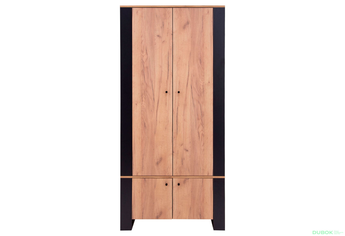 Fotografie 2 - Skříň čtyřdveřová Wood 90x195x55 cm Dub craft zlatý