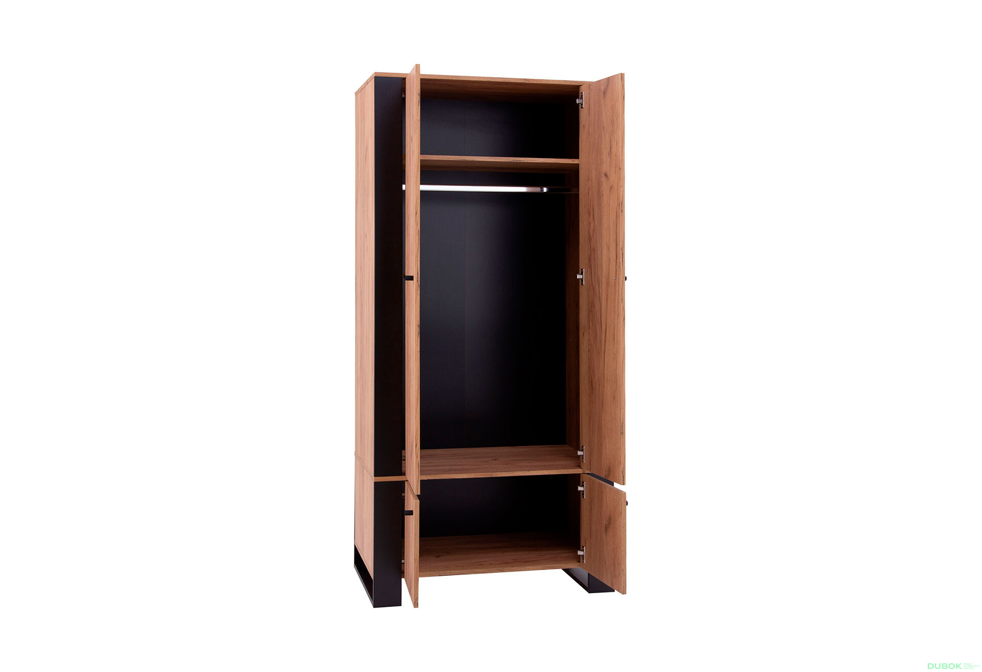Fotografie 3 - Skříň čtyřdveřová Wood 90x195x55 cm Dub craft zlatý