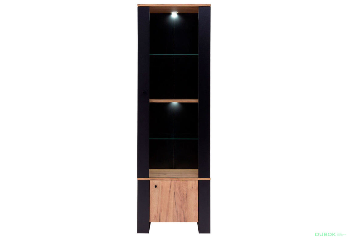 Vitrína 1d1w dub craft zlatý Wood - Fotografie 2 Fotografie 2 - Vitrína 1d1w dub craft zlatý Wood