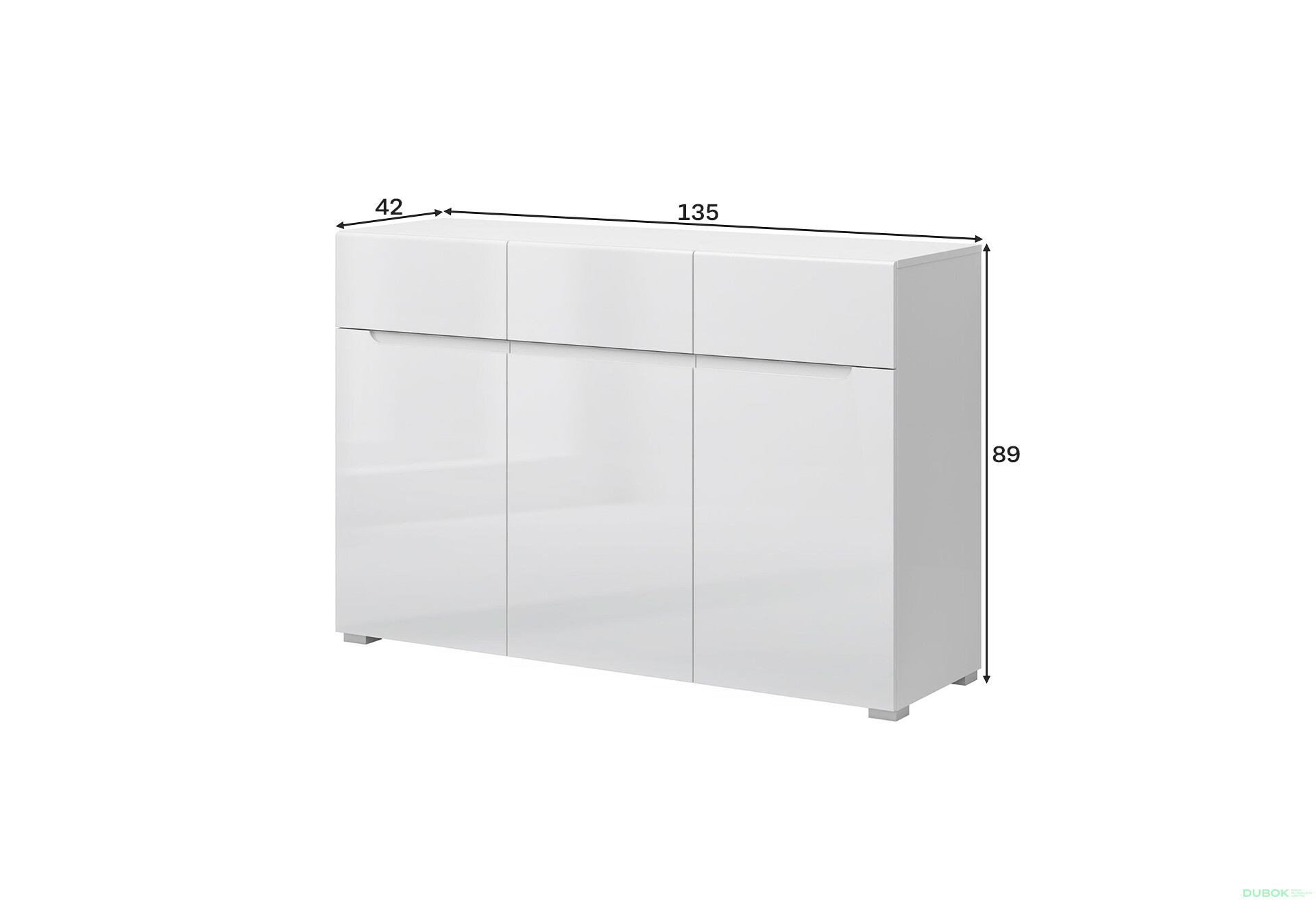 Fotografie 4 - Komoda 3d3s bílý lesk Yolk