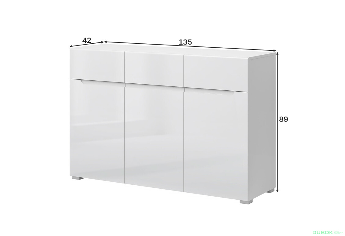 Fotografie 4 - Komoda 3d3s bílý lesk Yolk