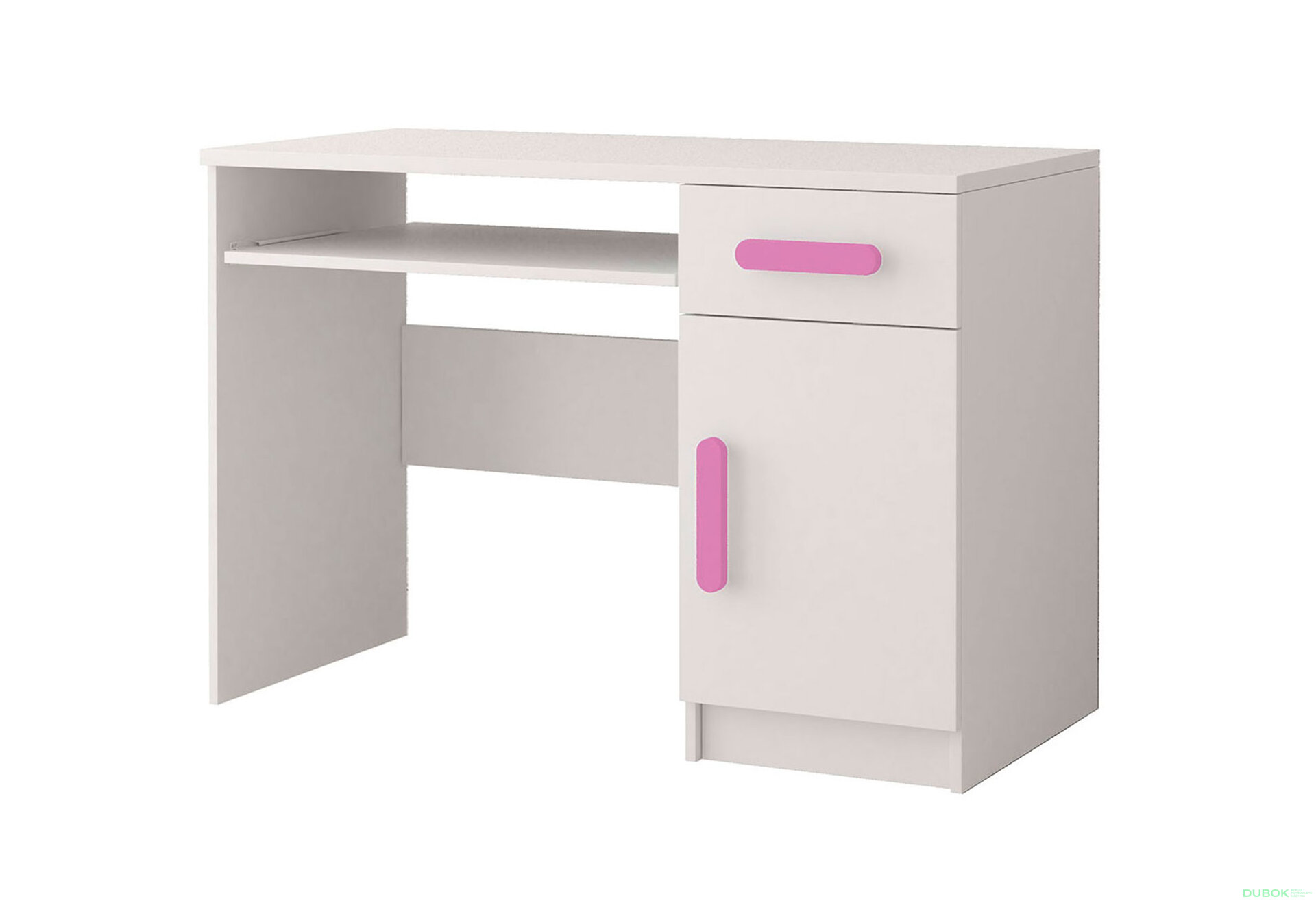 Fotografie 1 - Psací stůl Smyk bílá, úchytky růžový Idczak meble
