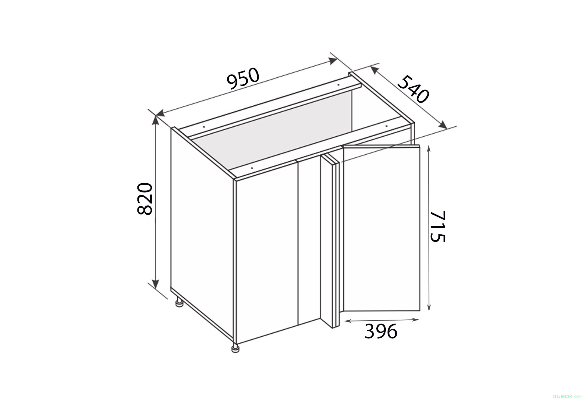 Fotografie 2 - Spodní roh N 90°/820 1dveřový pravý Millenium