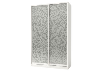 Skříň Rim-Veneziano 2D 1,3 m bílá s fasádami umělecké matování, dekor 725LR matné pozadí