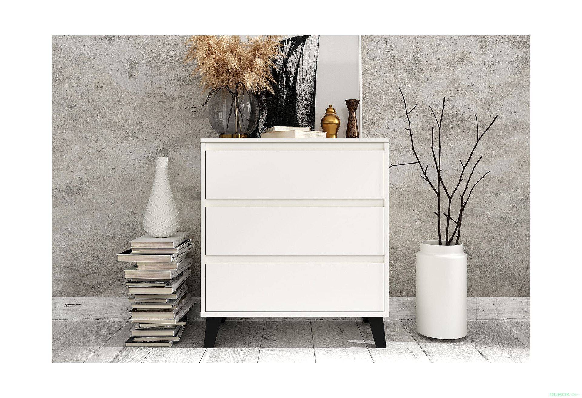 Komoda Borg 3s/70 bílá - Fotografie 2 Fotografie 2 - Komoda Borg 3s/70 bílá