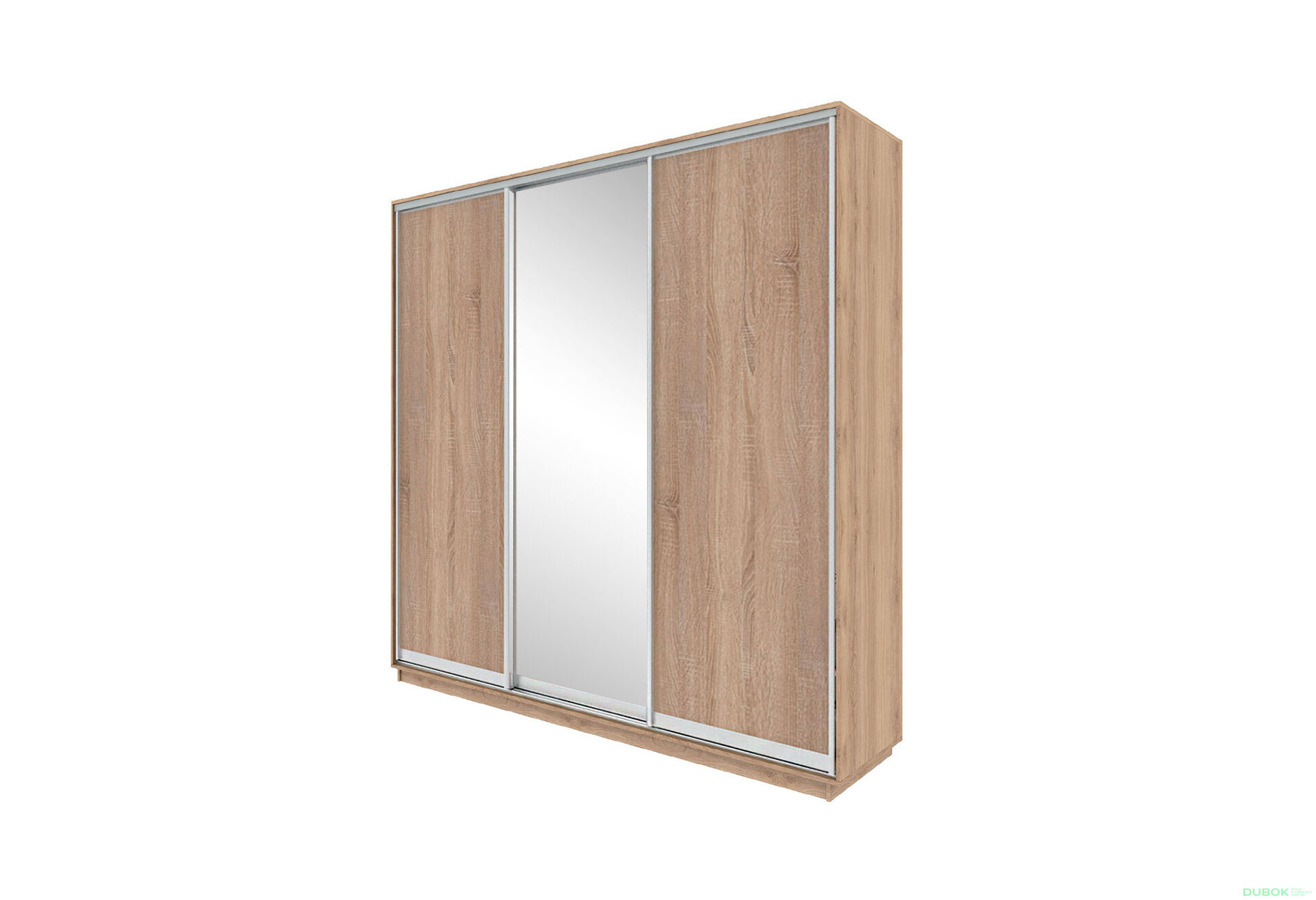 Fotografie 1 - Skříň s posuvnými dveřmi 2200x2700x600 2LTD 1 zrcadlo Dub Sonoma, profil stříbrný