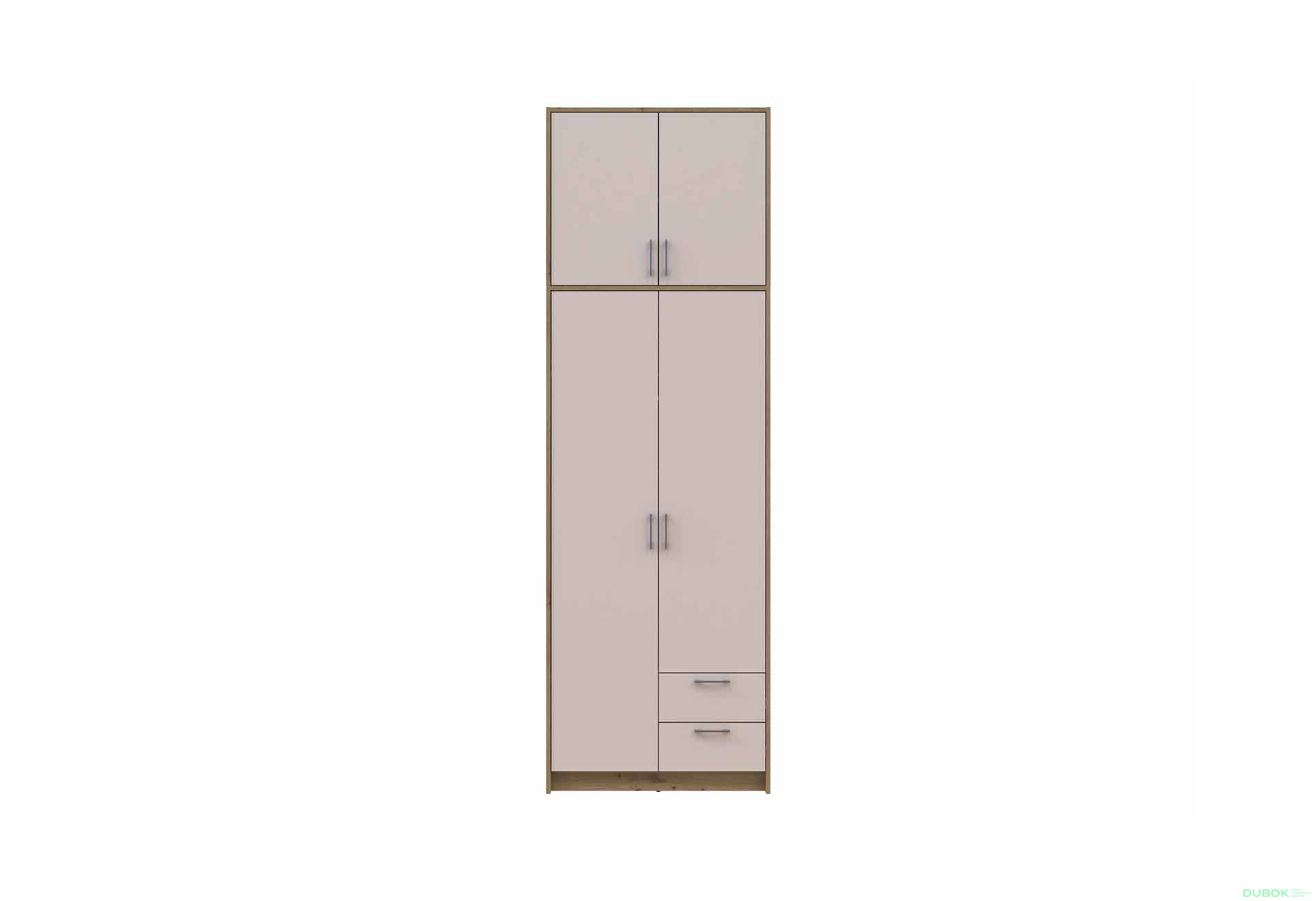 Fotografie 2 - Skříň Rondi s vysokým mezipatrem, dřevotříska Artisan Oak/Kašmír 2, 82x52x260