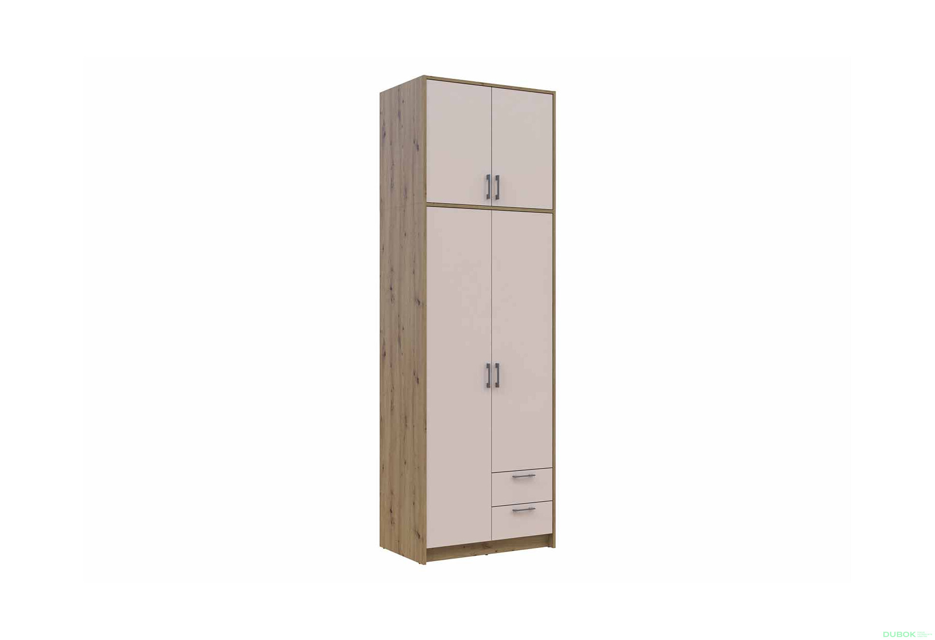 Fotografie 3 - Skříň Rondi s vysokým mezipatrem, dřevotříska Artisan Oak/Kašmír 2, 82x52x260