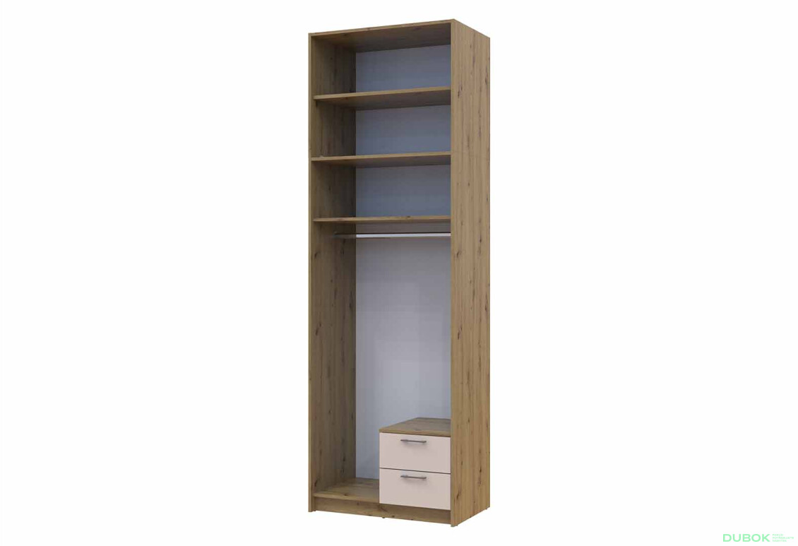 Fotografie 5 - Skříň Rondi s vysokým mezipatrem, dřevotříska Artisan Oak/Kašmír 2, 82x52x260