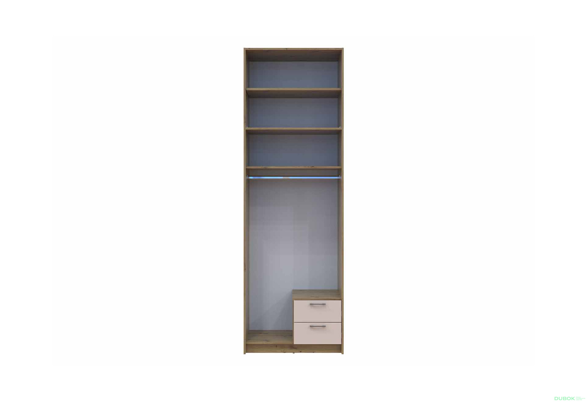 Fotografie 6 - Skříň Rondi s vysokým mezipatrem, dřevotříska Artisan Oak/Kašmír 2, 82x52x260