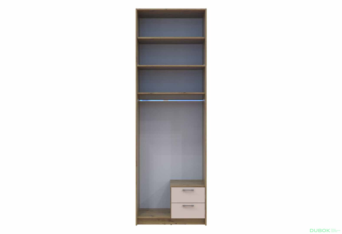 Fotografie 6 - Skříň Rondi s vysokým mezipatrem, dřevotříska Artisan Oak/Kašmír 2, 82x52x260