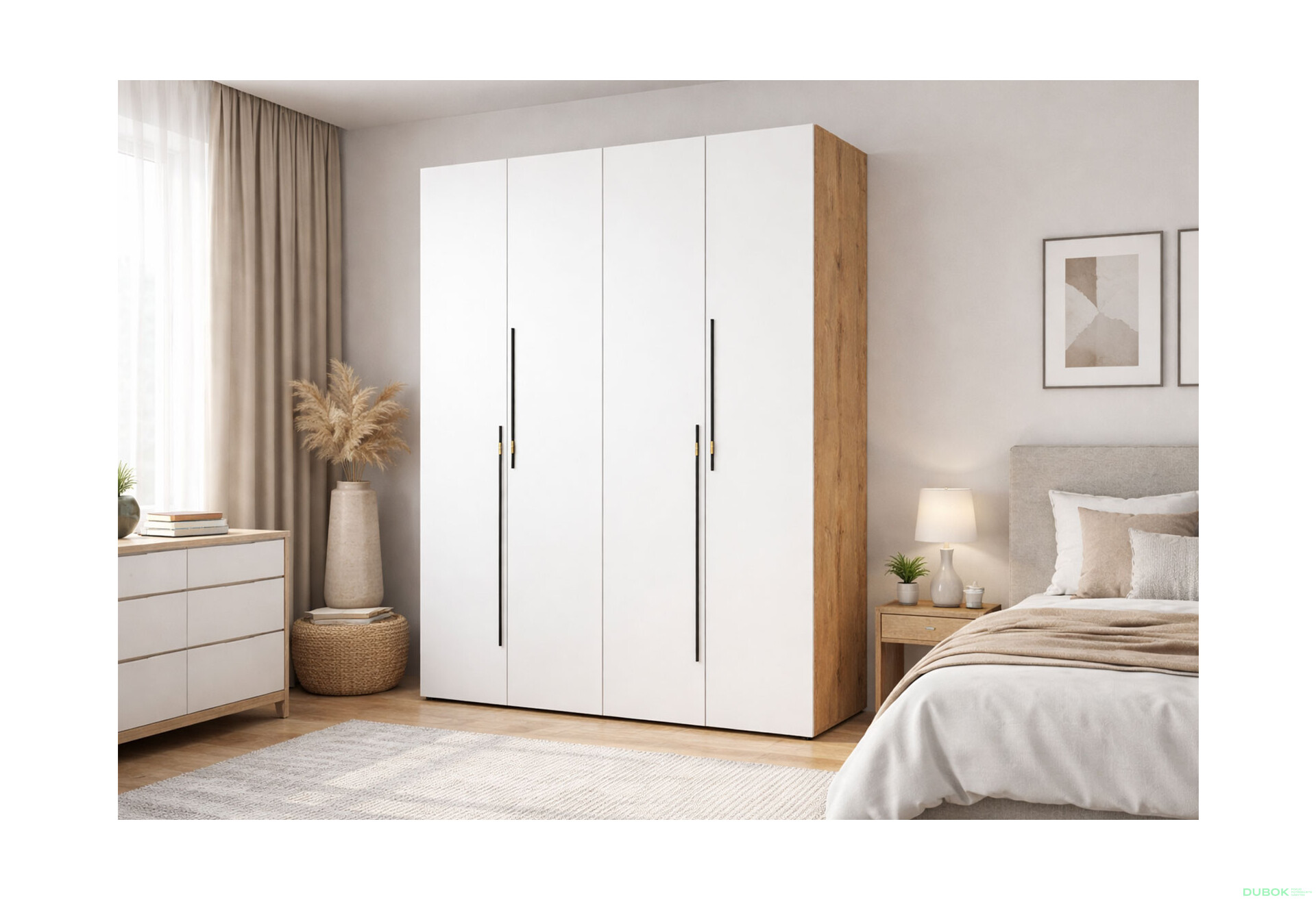 Fotografie 2 - Skříň 4D 160 cm dub appalačský / nymphaea alba Space