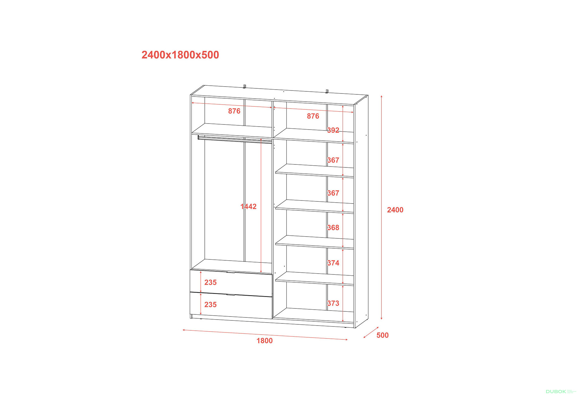 Skříň čtyřdveřová Lukas 180x50x240 cm kašmír - Fotografie 11 Fotografie 11 - Skříň čtyřdveřová Lukas 180x50x240 cm kašmír