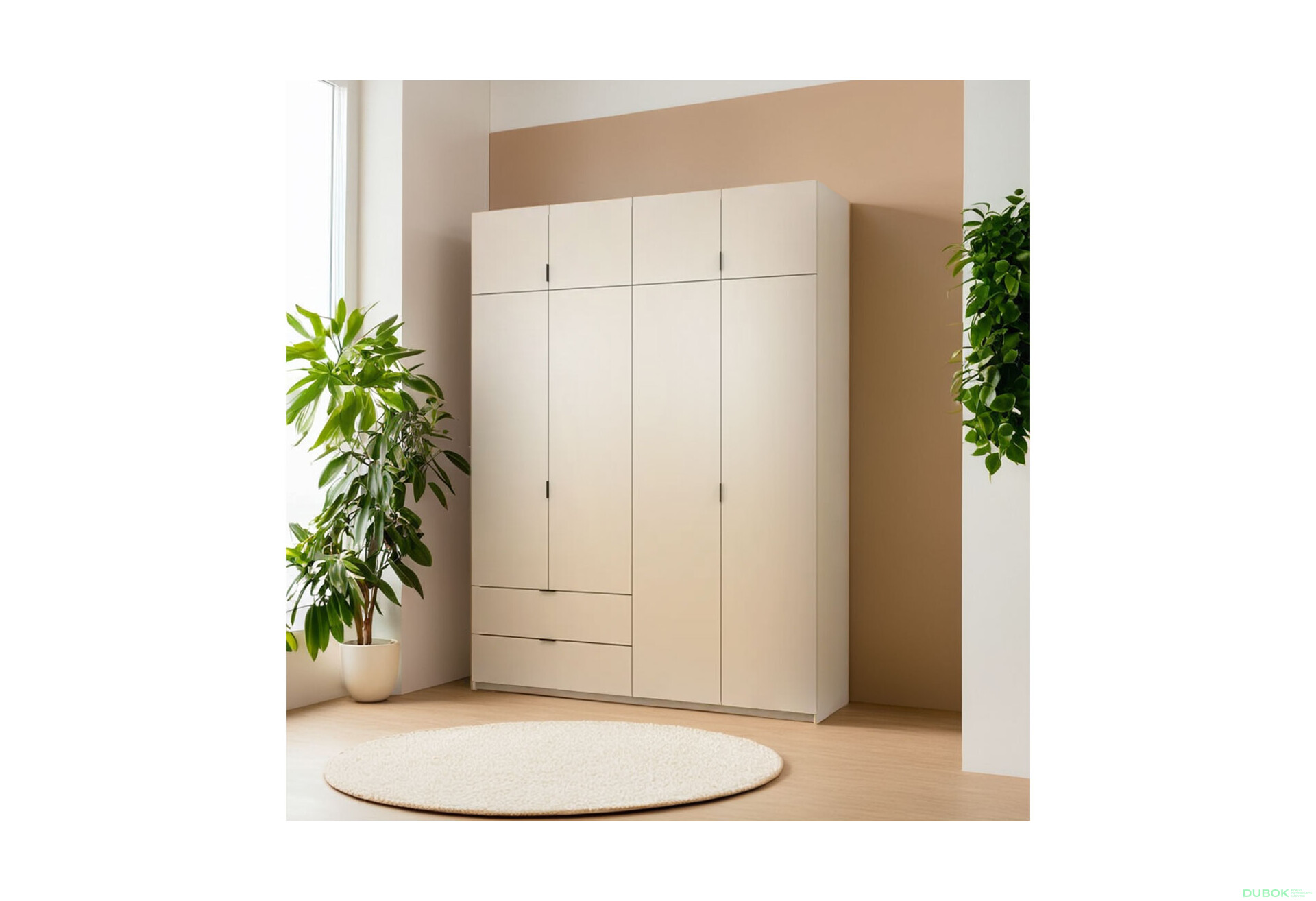 Skříň čtyřdveřová Lukas 180x50x240 cm kašmír - Fotografie 9 Fotografie 9 - Skříň čtyřdveřová Lukas 180x50x240 cm kašmír