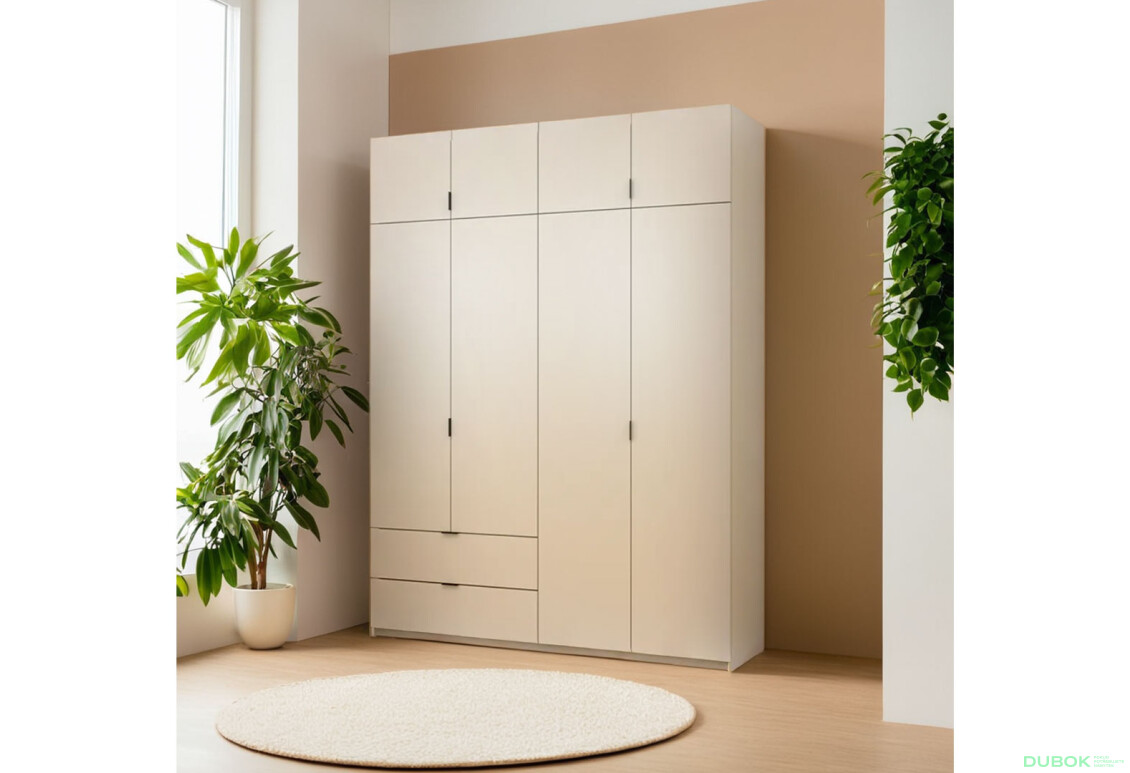 Skříň čtyřdveřová Lukas 180x50x240 cm kašmír - Fotografie 9 Fotografie 9 - Skříň čtyřdveřová Lukas 180x50x240 cm kašmír