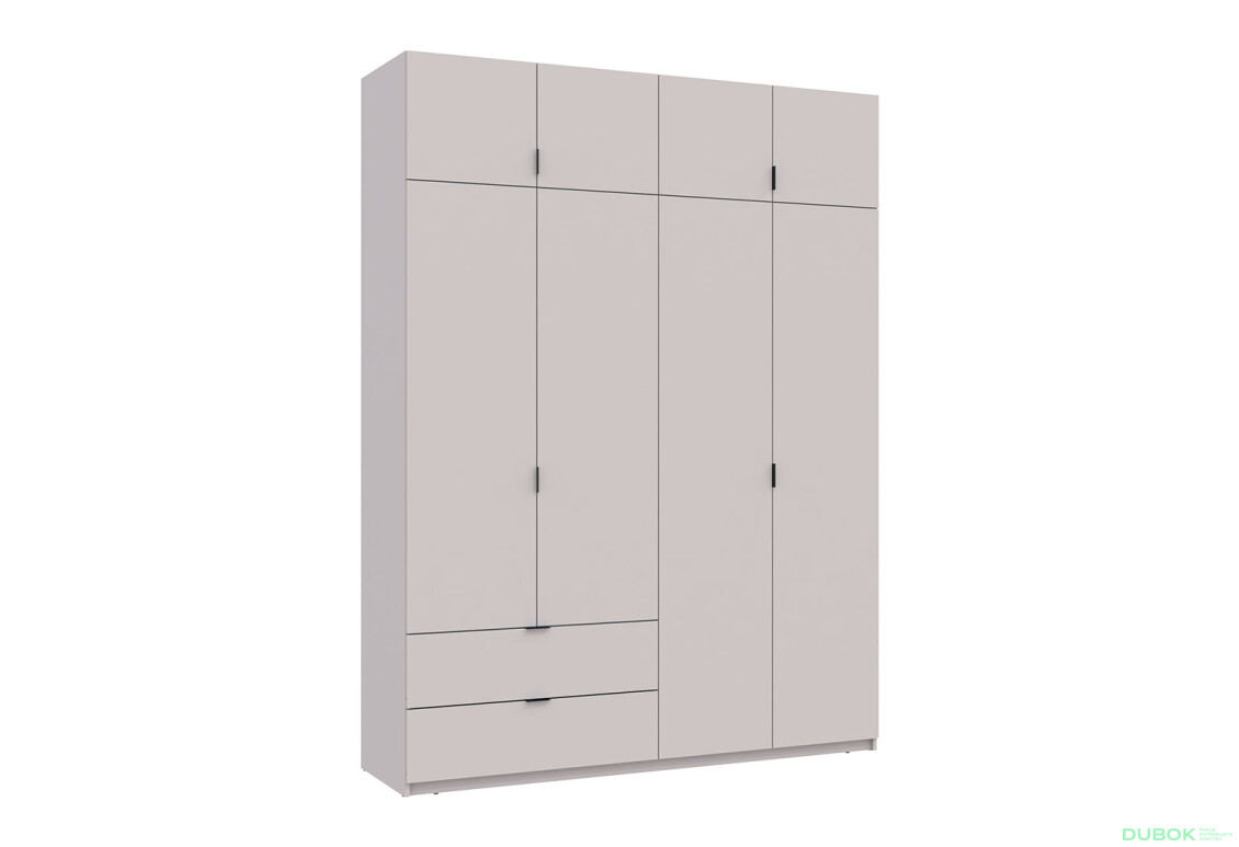 Skříň čtyřdveřová Lukas 180x50x240 cm kašmír - Fotografie 4 Fotografie 4 - Skříň čtyřdveřová Lukas 180x50x240 cm kašmír