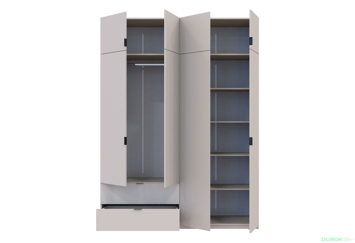 Skříň čtyřdveřová Lukas 180x50x240 cm kašmír - Fotografie 6 Fotografie 6 - Skříň čtyřdveřová Lukas 180x50x240 cm kašmír