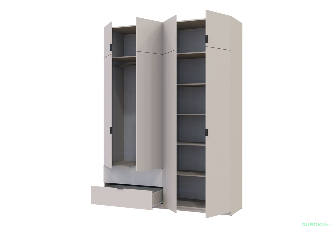 Skříň čtyřdveřová Lukas 180x50x240 cm kašmír - Fotografie 8 Fotografie 8 - Skříň čtyřdveřová Lukas 180x50x240 cm kašmír