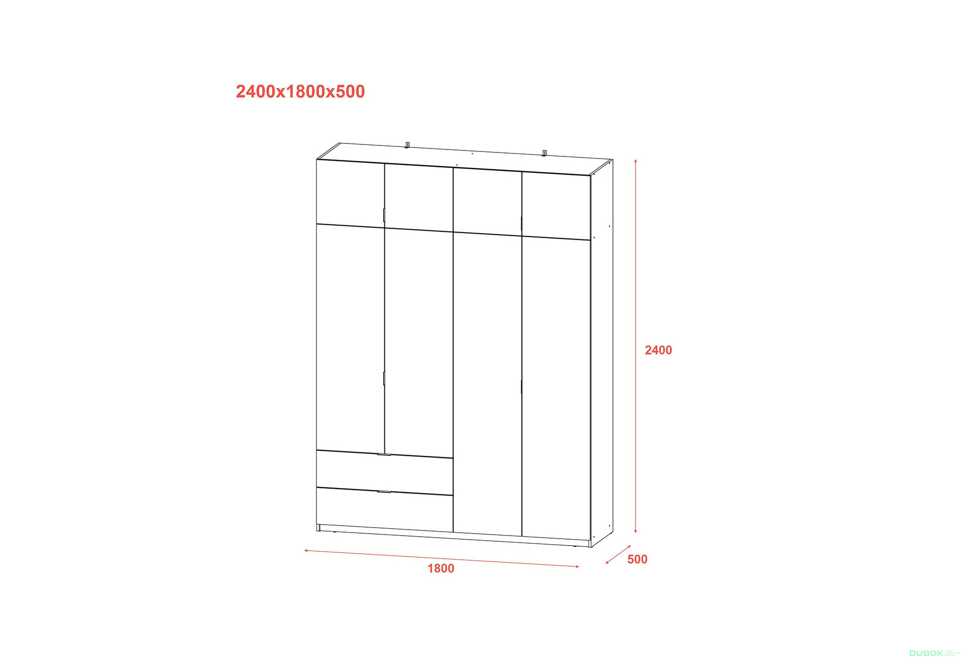 Skříň čtyřdveřová Lukas 180x50x240 cm kašmír - Fotografie 10 Fotografie 10 - Skříň čtyřdveřová Lukas 180x50x240 cm kašmír