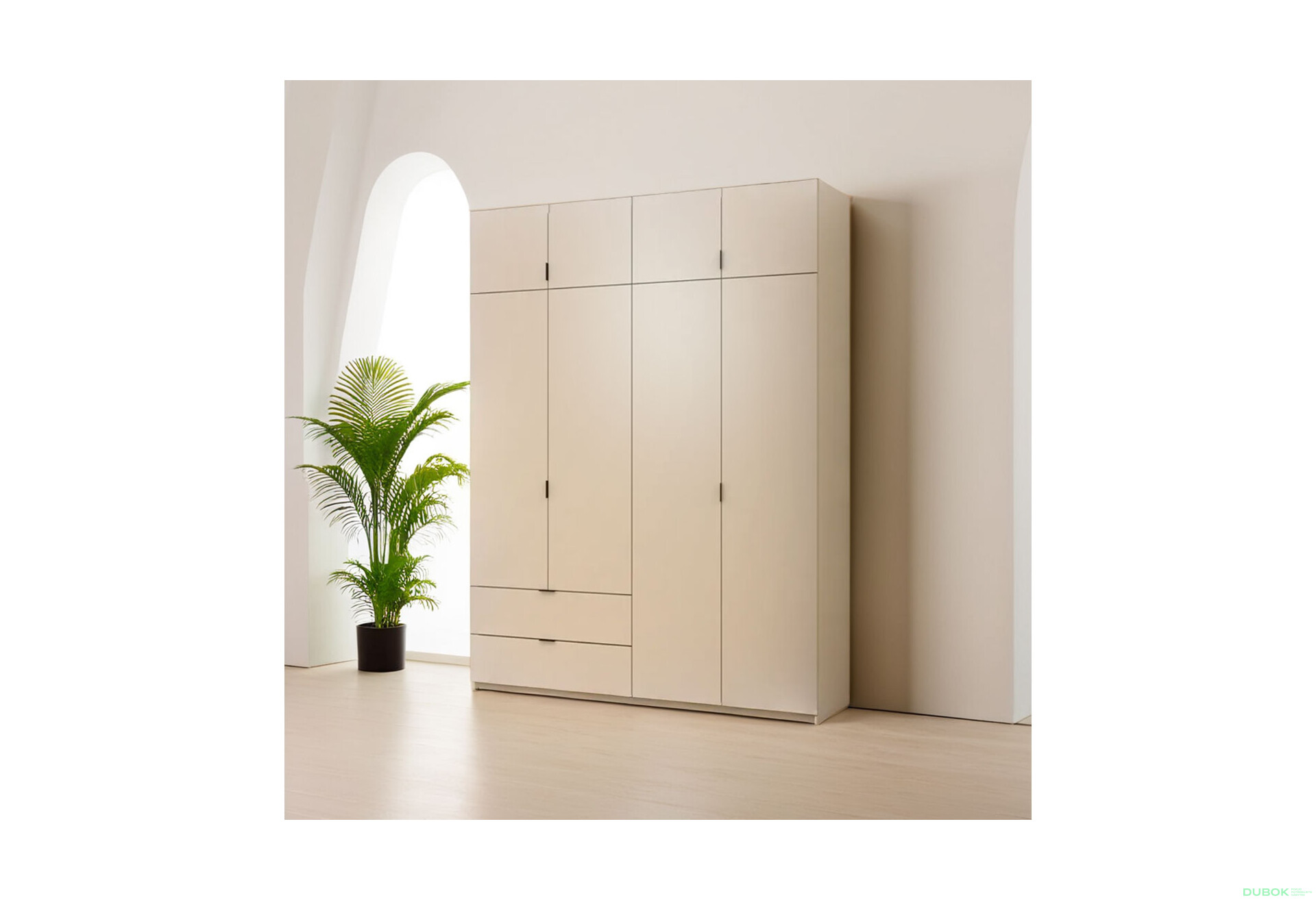 Skříň čtyřdveřová Lukas 180x50x240 cm kašmír - Fotografie 2 Fotografie 2 - Skříň čtyřdveřová Lukas 180x50x240 cm kašmír