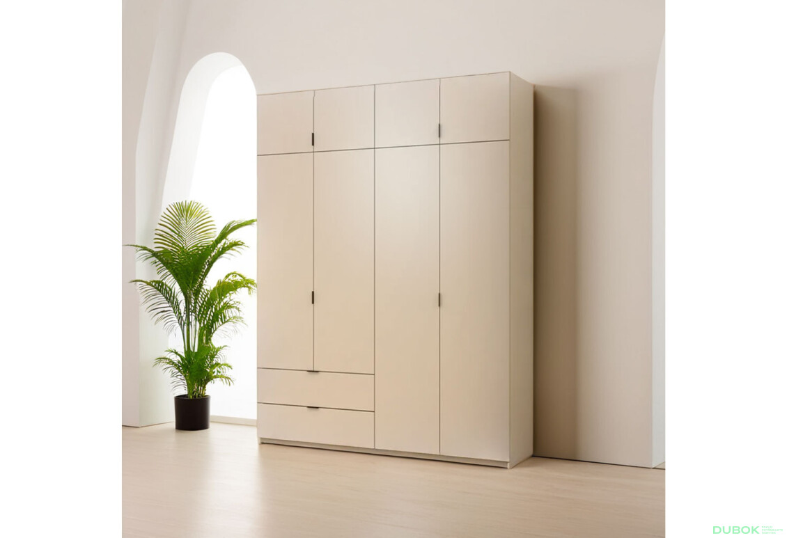 Skříň čtyřdveřová Lukas 180x50x240 cm kašmír - Fotografie 2 Fotografie 2 - Skříň čtyřdveřová Lukas 180x50x240 cm kašmír