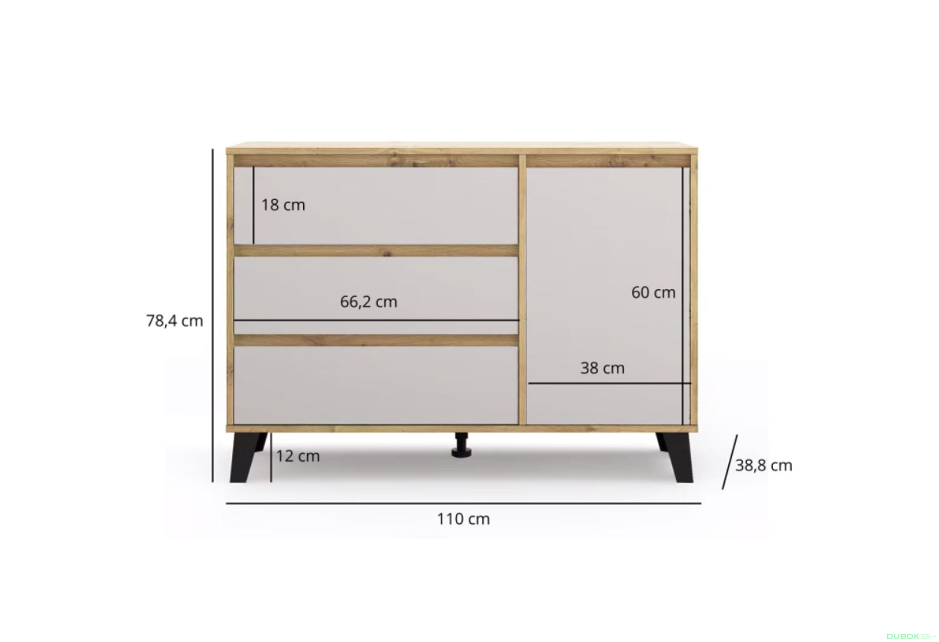 Fotografie 8 - Komoda Borg 1d3s dub artisan / kašmír