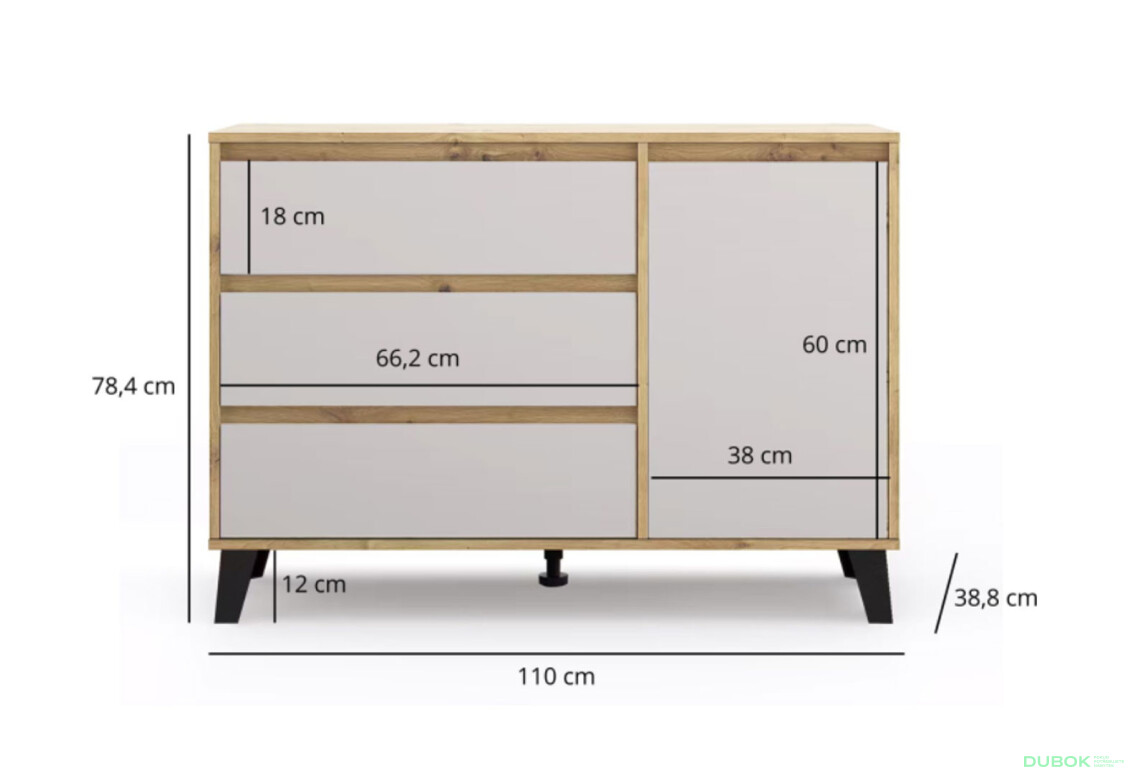 Fotografie 8 - Komoda Borg 1d3s dub artisan / kašmír