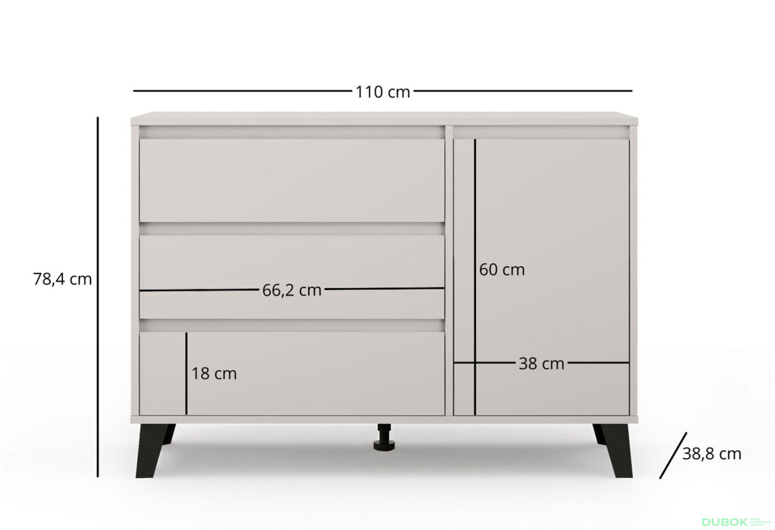Komoda Borg 1d3s kašmír - Fotografie 5 Fotografie 5 - Komoda Borg 1d3s kašmír