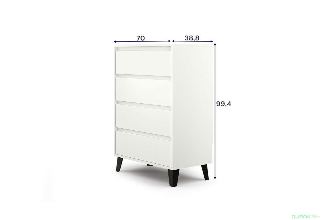 Fotografie 6 - Komoda Borg 4s/70 bílá