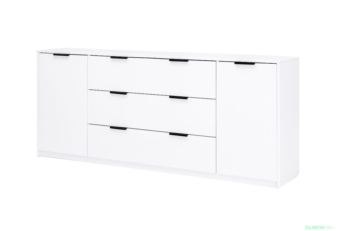 Komoda Roma Color 2 dveře 3 šířky 2,0m bílý lesk