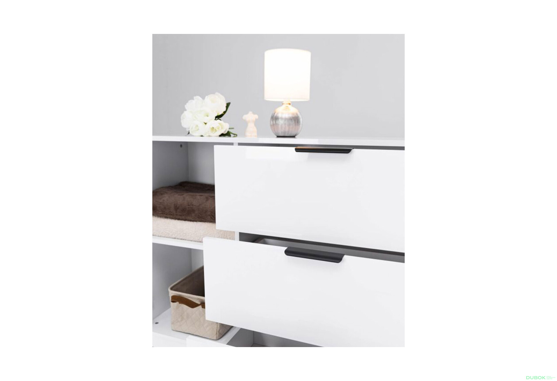 Fotografie 6 - Komoda Roma Color 2 dveře 3 šířky 2,0m bílý lesk