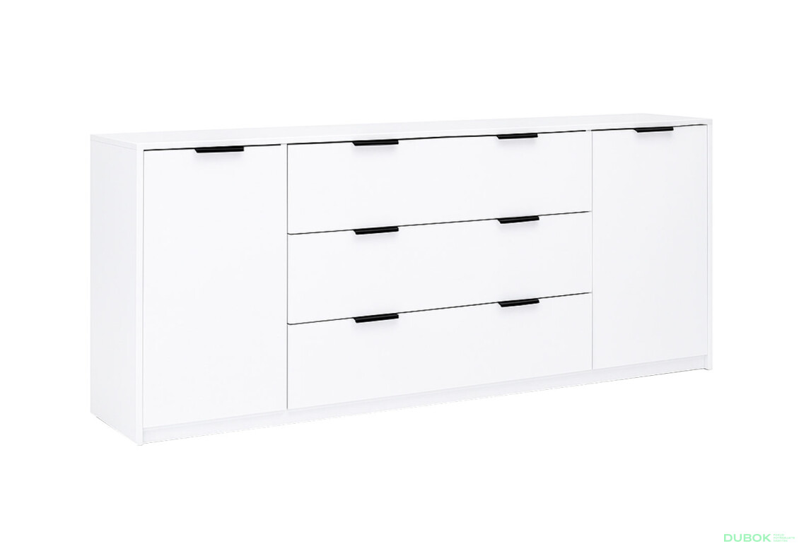 Fotografie 3 - Komoda Roma Color 2 dveře 3 šířky 2,0m bílý lesk