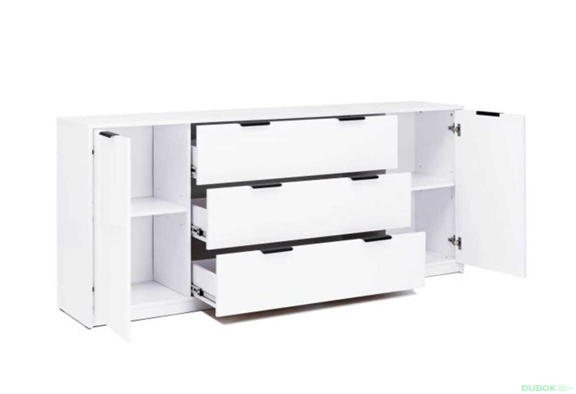 Fotografie 4 - Komoda Roma Color 2 dveře 3 šířky 2,0m bílý lesk