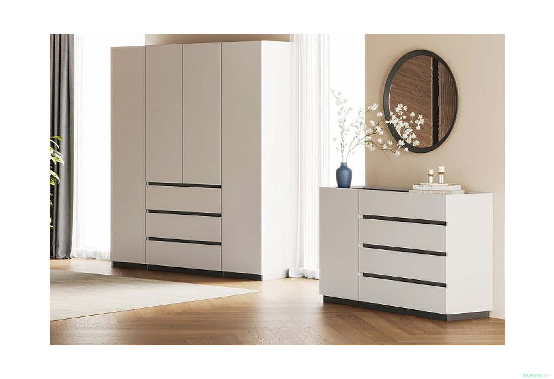 Fotografie 2 - Komoda 1dv 4šx bílý supermat, antracit Duo