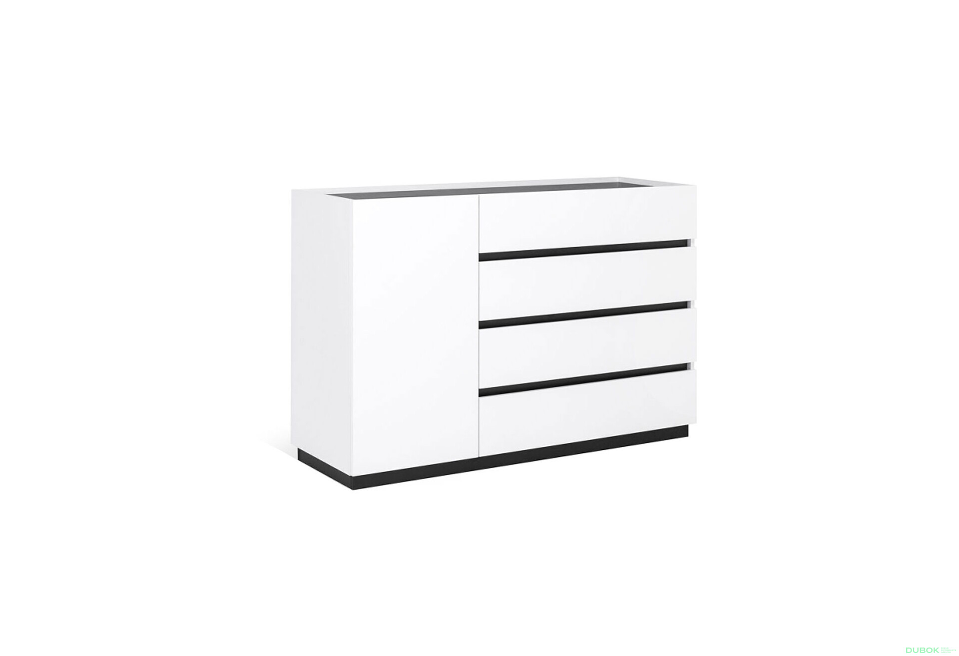 Fotografie 1 - Komoda 1dv 4šx bílý supermat, antracit Duo