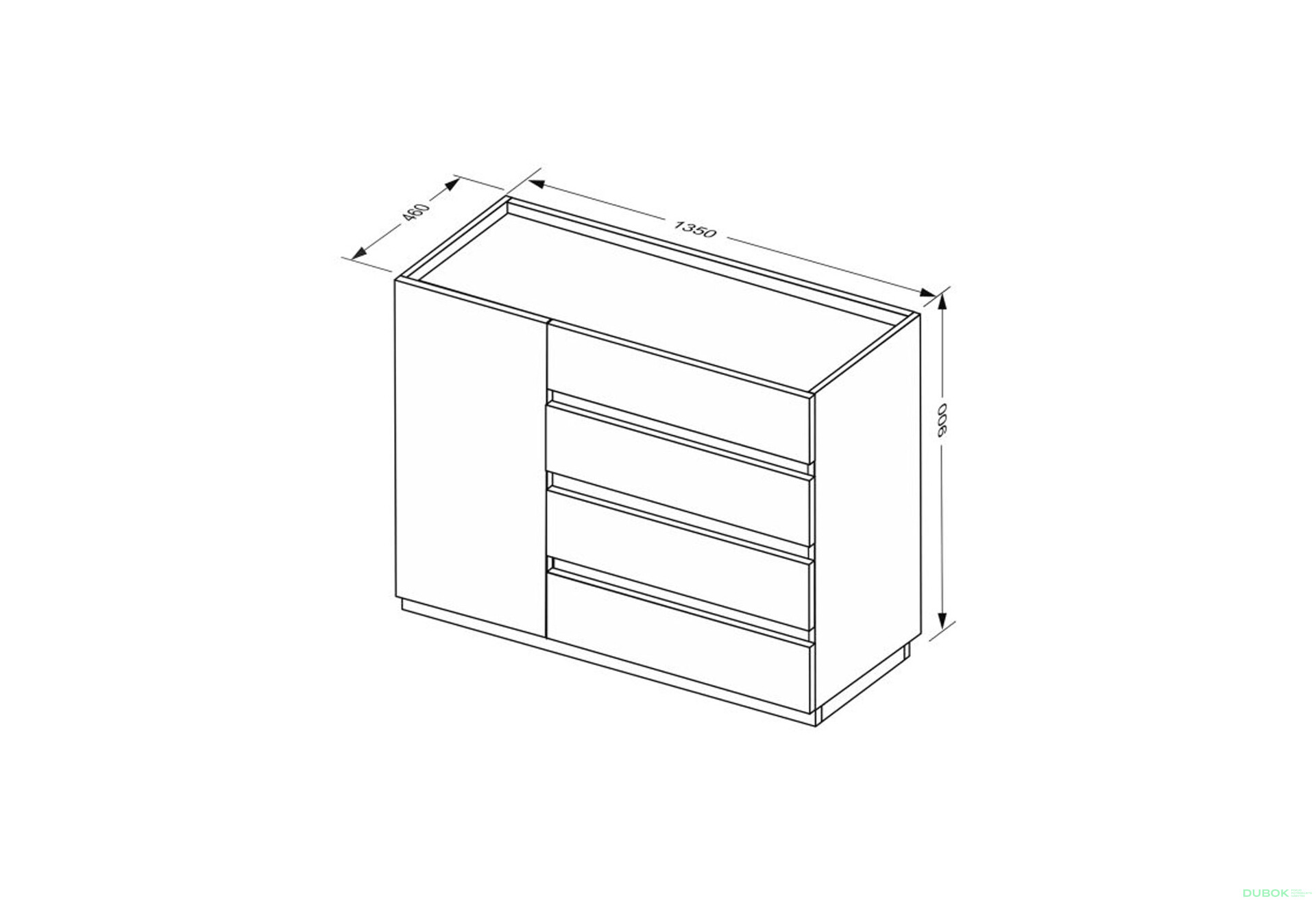 Fotografie 8 - Komoda 1dv 4šx bílý supermat, antracit Duo