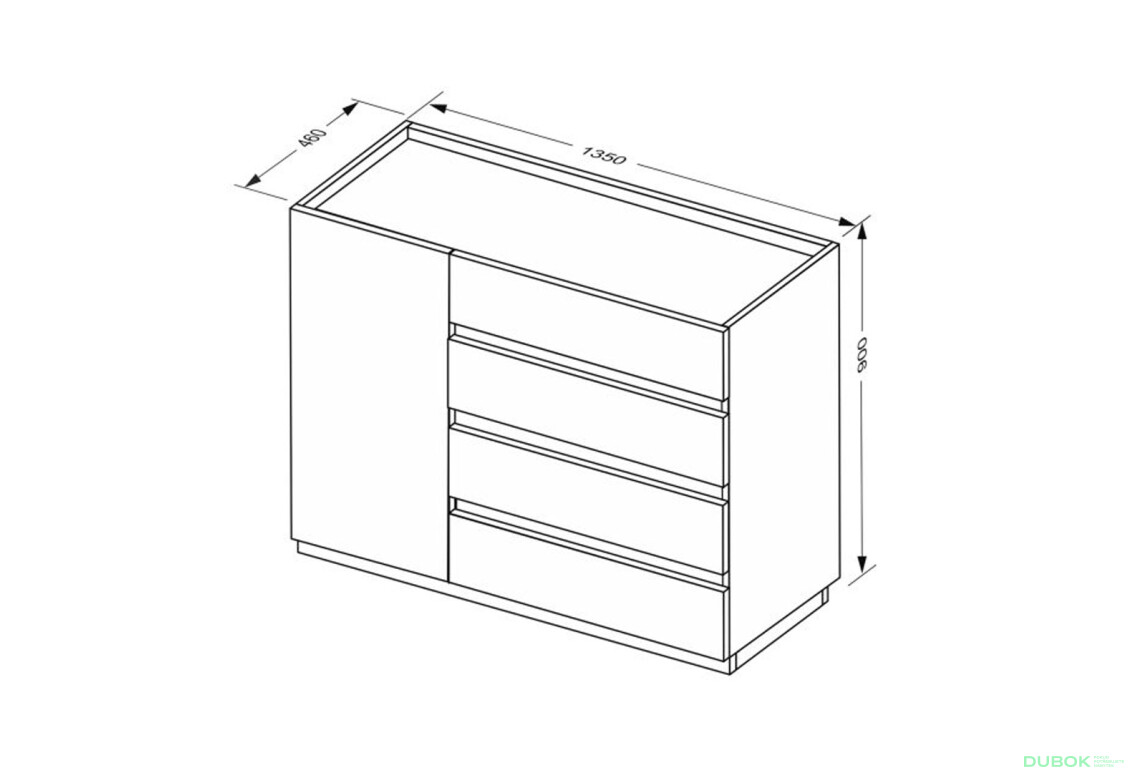 Fotografie 8 - Komoda 1dv 4šx bílý supermat, antracit Duo