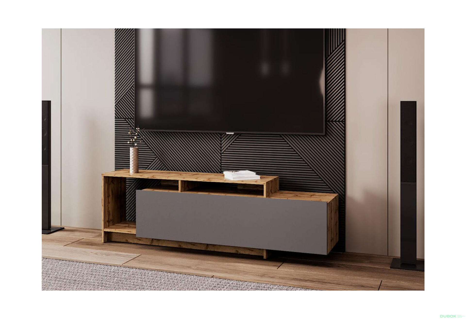 Fotografie 2 - TV stolek U2 tajo / grafit dřevotříska 160x38x48