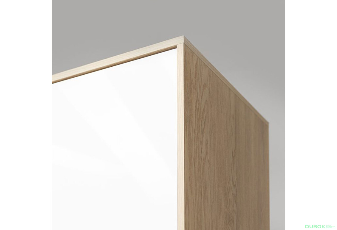 Fotografie 6 - Skříň 2dc 2šx bez zrcadel lesklá bílá / dub cremona Olivia