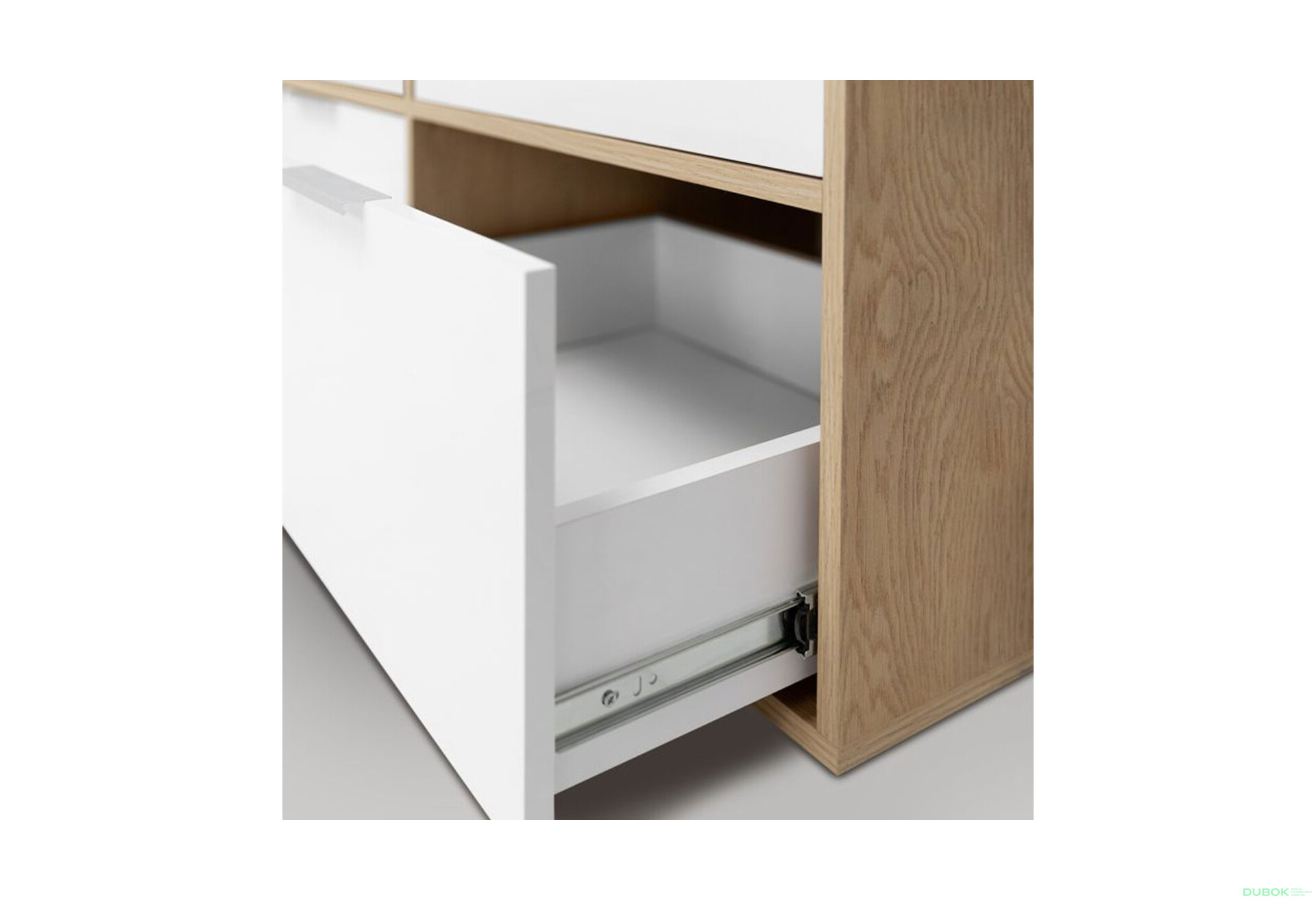 Fotografie 7 - Skříň 2dc 2šx bez zrcadel lesklá bílá / dub cremona Olivia