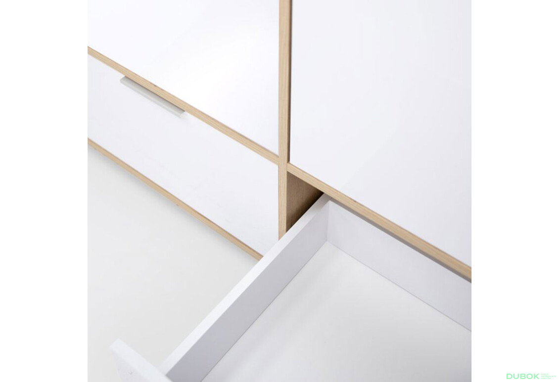 Fotografie 8 - Skříň 2dc 2šx bez zrcadel lesklá bílá / dub cremona Olivia