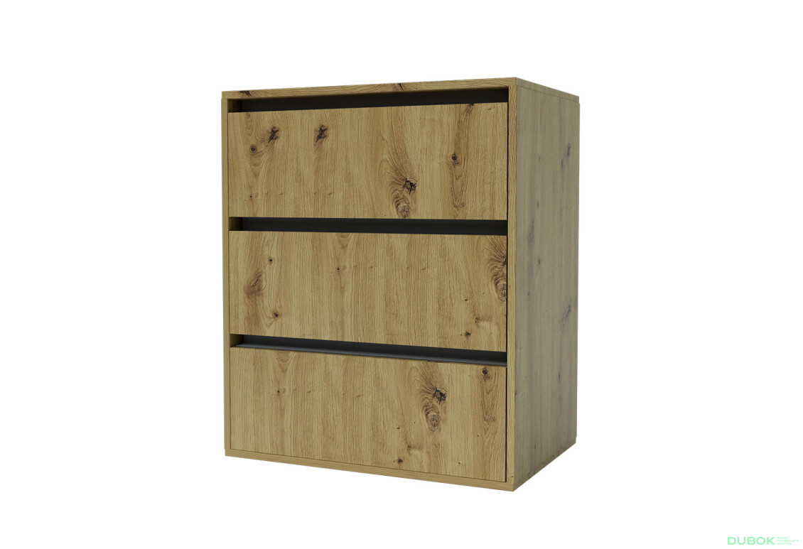 Komoda Idea K 760/600/3š dub artisan / šedý grafit