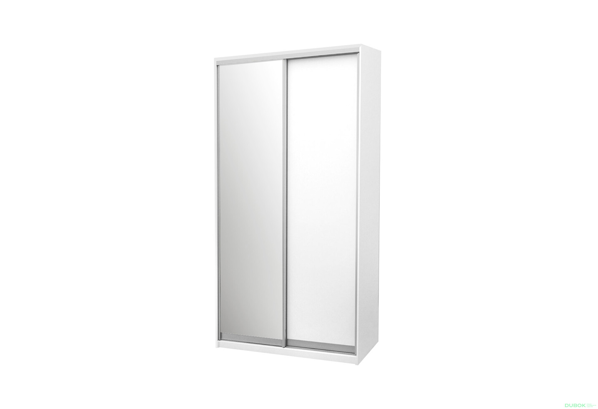 Fotografie 1 - Skříň s posuvnými dveřmi Komforto 1 zrcadlová + 1 DTD 120x240x60 cm Bílá