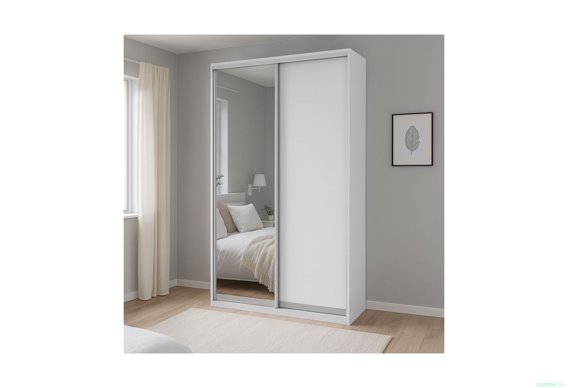 Fotografie 2 - Skříň 2D 1200x600x2400, DTD + zrcadlo, bílá