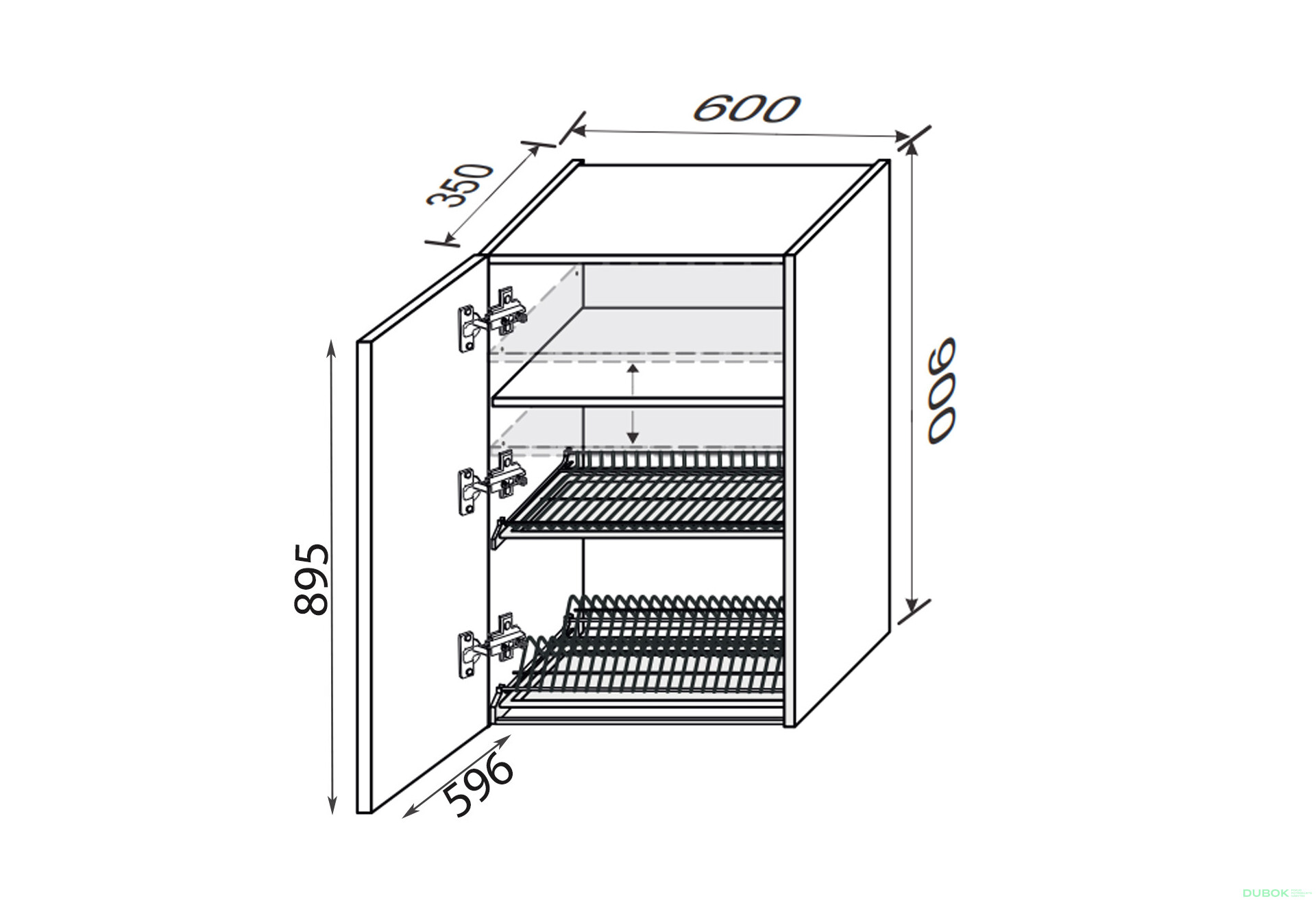 Vrchní 60VS/900 1dveřová sušička Pro Blum+GTV levá Millenium Premium - Fotografie 2 Fotografie 2 - Vrchní 60VS/900 1dveřová sušička Pro Blum+GTV levá Millenium Premium