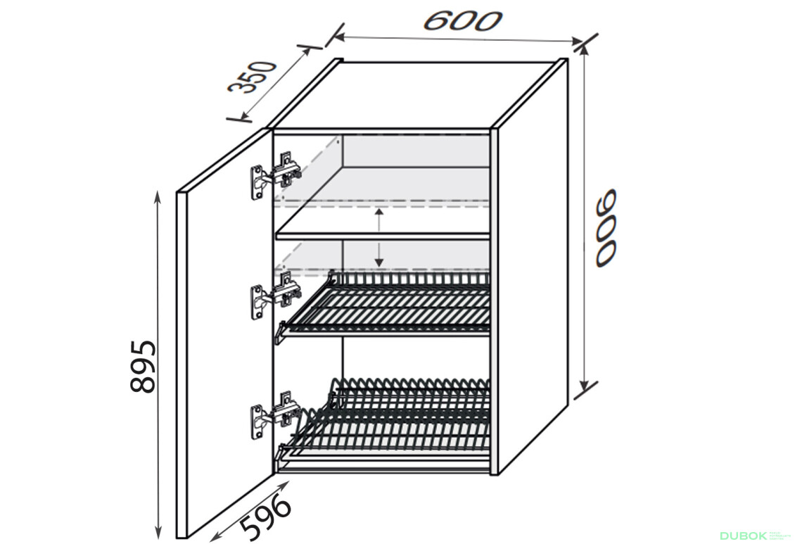 Vrchní 60VS/900 1dveřová sušička Pro Blum+GTV levá Millenium Premium - Fotografie 2 Fotografie 2 - Vrchní 60VS/900 1dveřová sušička Pro Blum+GTV levá Millenium Premium