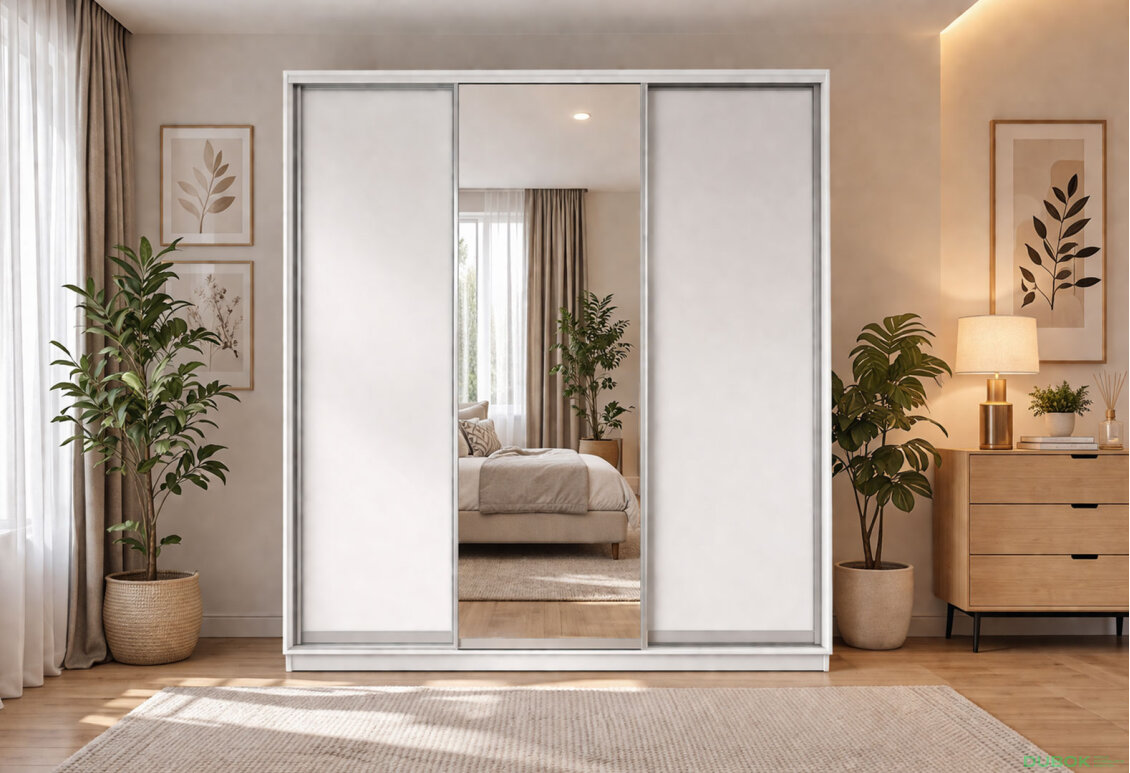 Fotografie 3 - Skříň s posuvnými dveřmi 2400x2700x600 2LTD 1 zrcadlo nymphaea alba, profil stříbrný