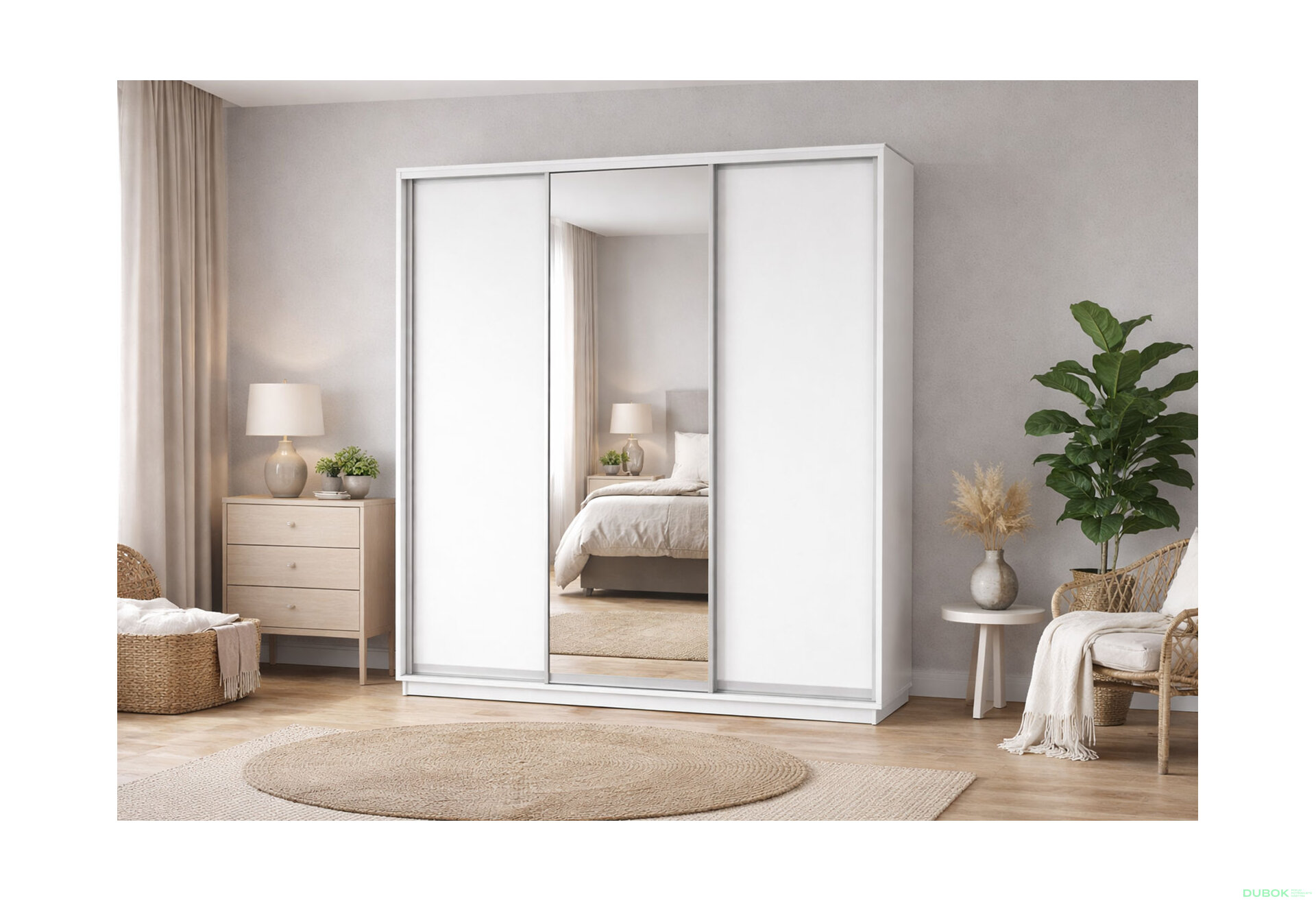 Fotografie 2 - Skříň s posuvnými dveřmi 2400x2700x600 2LTD 1 zrcadlo nymphaea alba, profil stříbrný