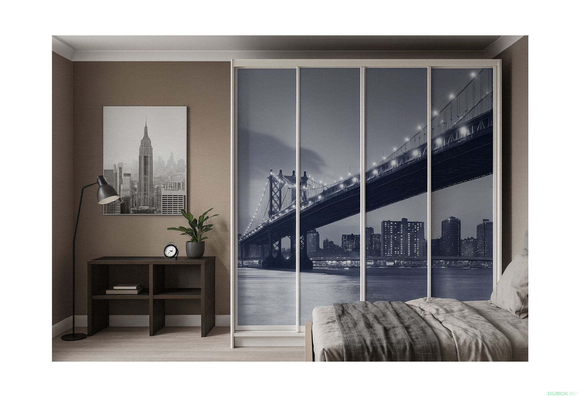 Fotografie 2 - Skříň Rim-Veneziano 4D 2,4 m bílá s fasádami fototisk F786L/SL/SR/R 